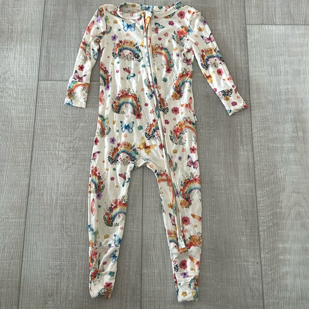 POSH PEANUT - Rainbow Butterfly Bamboo Onesie/Footie
